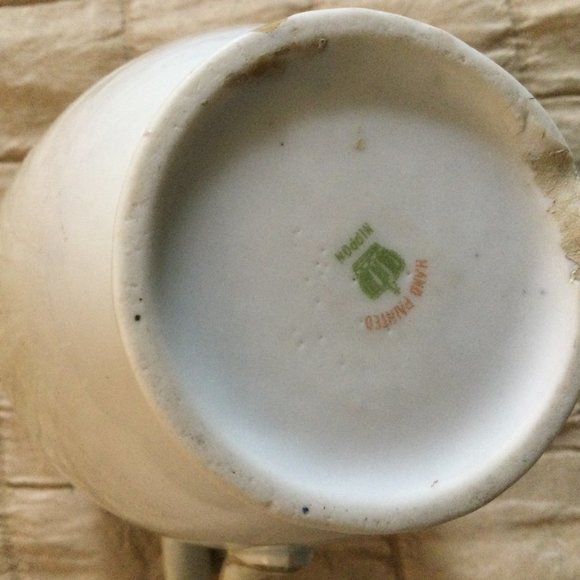 Vintage /antique Hand painted Nippon pitcher jar pink purple roses floral damage - Picture 7 of 7